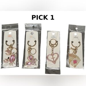 Pick 1 - Gold-Tone Pink Crystal Bag charms